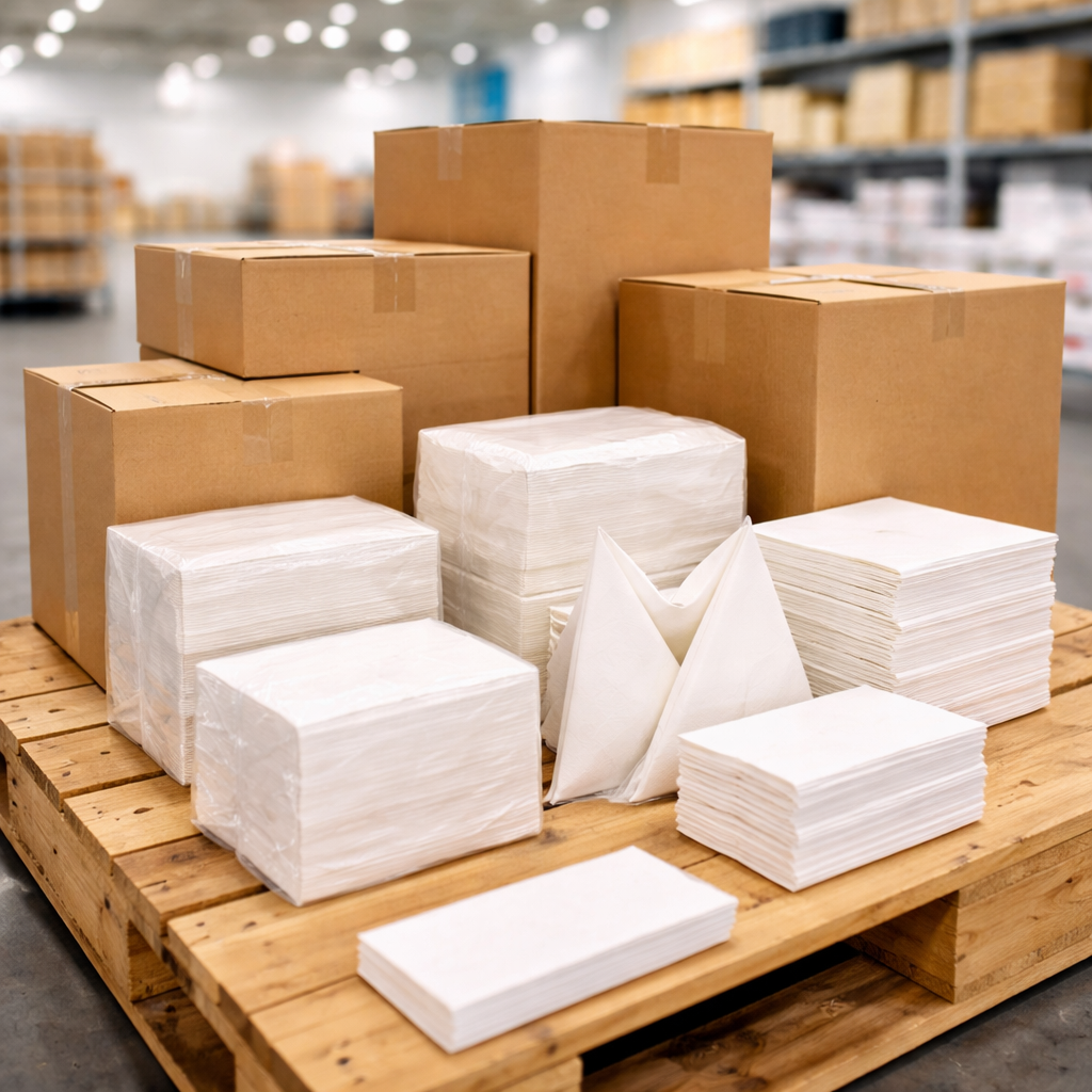 bulk dinner napkins shipment for Europe