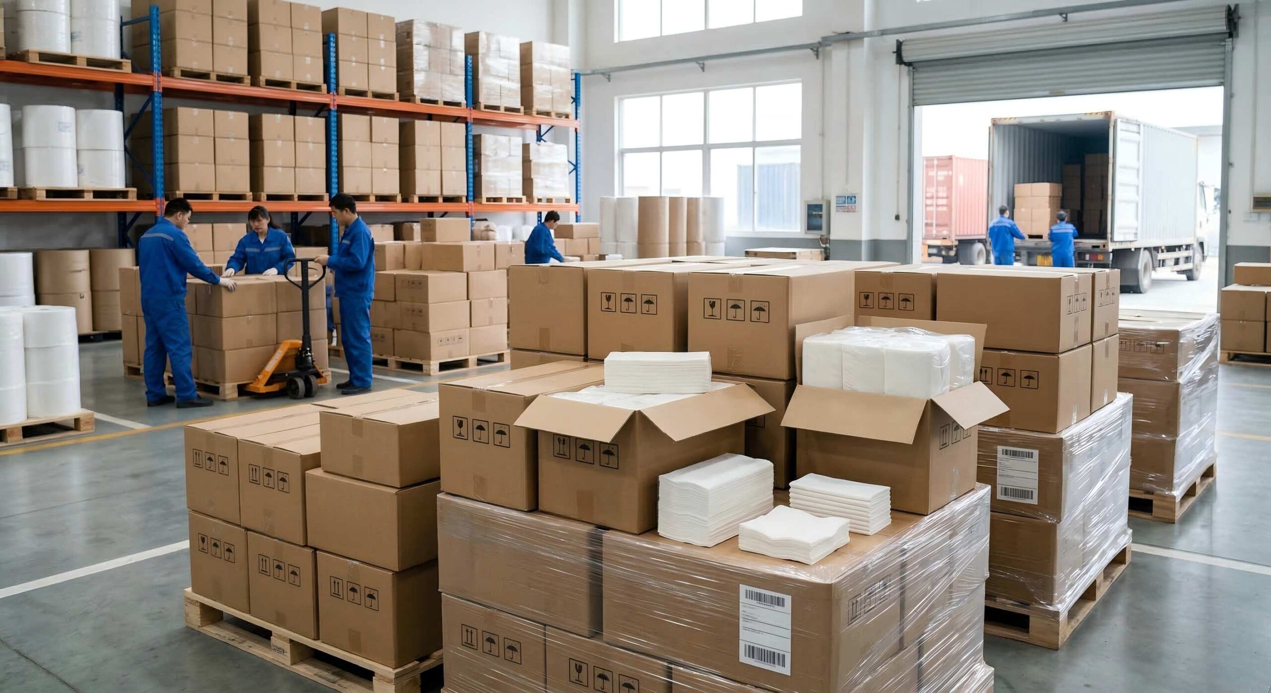 bulk airlaid napkins shipment for South America