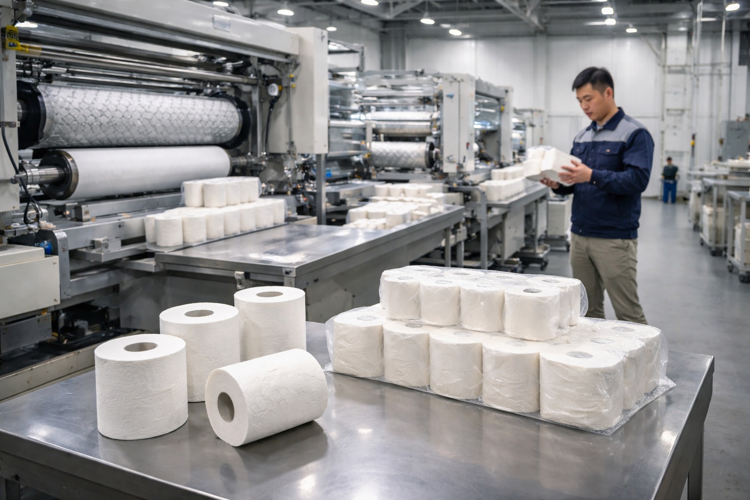 Toilet Paper Supplier production line with embossing and wrapping