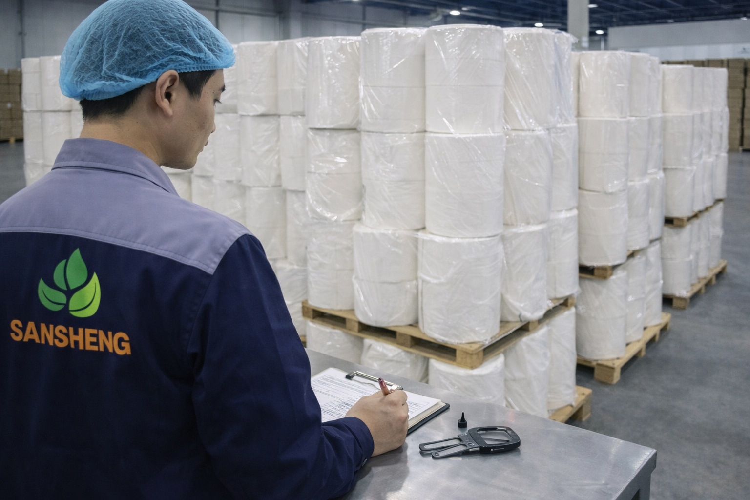 Kitchen paper manufacturer production line with rolls ready for export