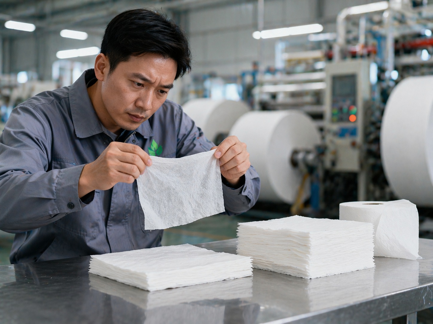 Conventional tissue appears thin and flat, making it unsuitable for premium towel or tissue positioning