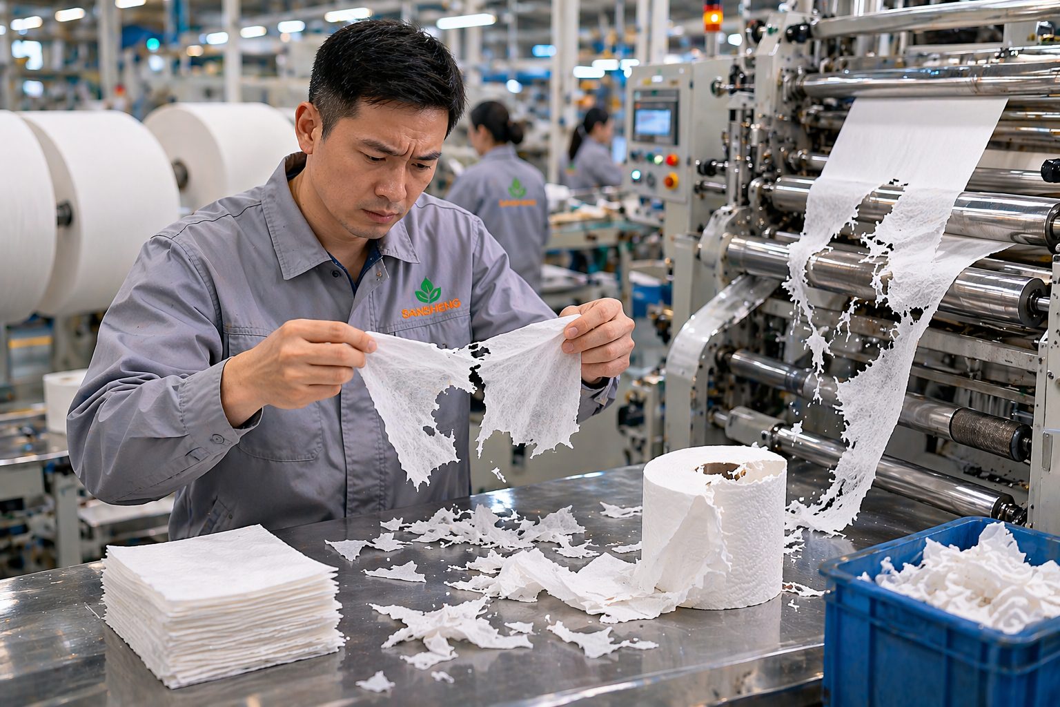 Weak tissue causing breakage, waste and unstable converting performance on production lines