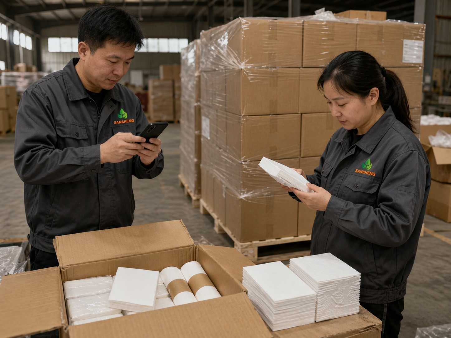 Pre-shipment confirmation and packing checks for airlaid napkins export orders