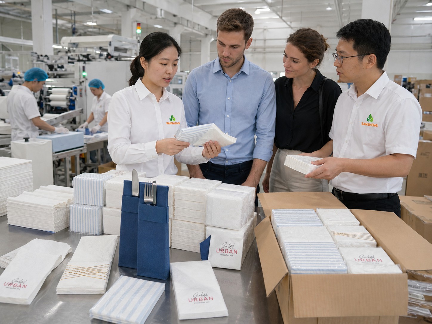 Airlaid napkin factory production quality control and export packing check