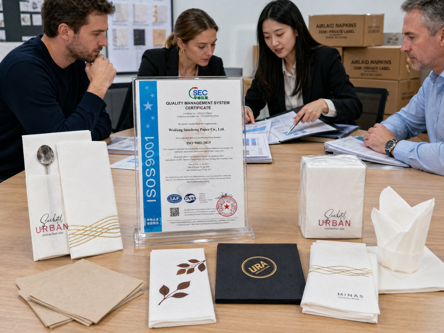 Airlaid napkin quality documents and export compliance support