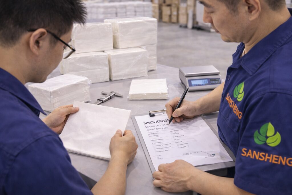 airlaid napkin supplier inspection and specification review for premium dinner napkins