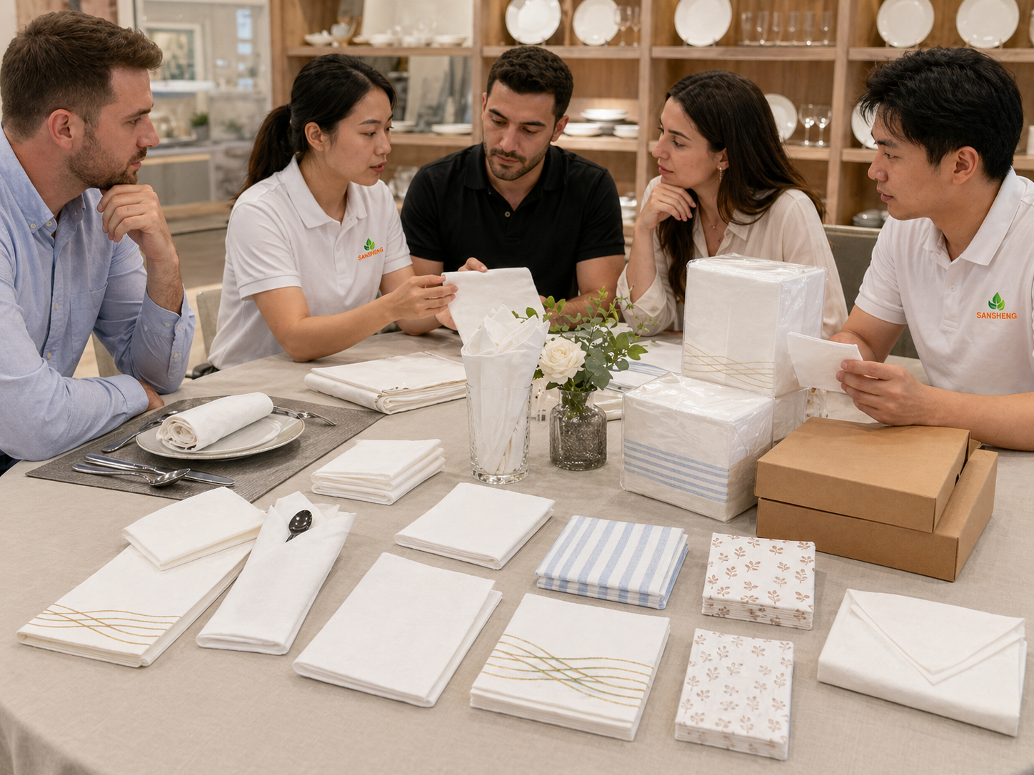 Airlaid napkins used in hotel dining catering and premium foodservice settings