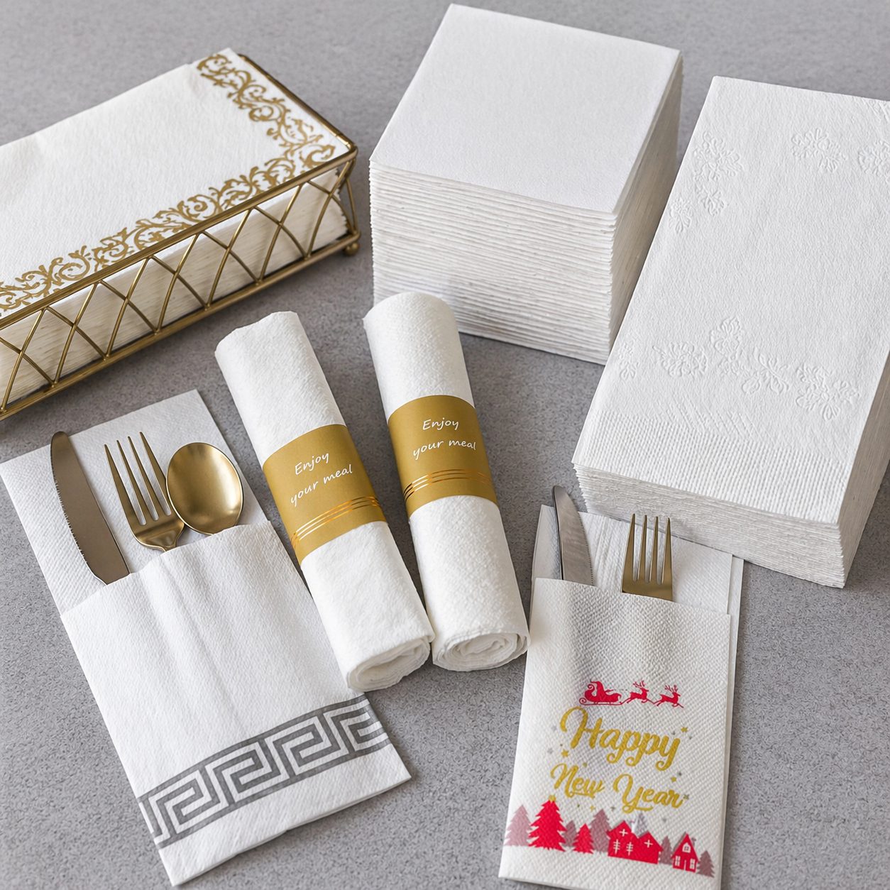 Finished airlaid napkins for restaurants hotels catering distributors and private label buyers