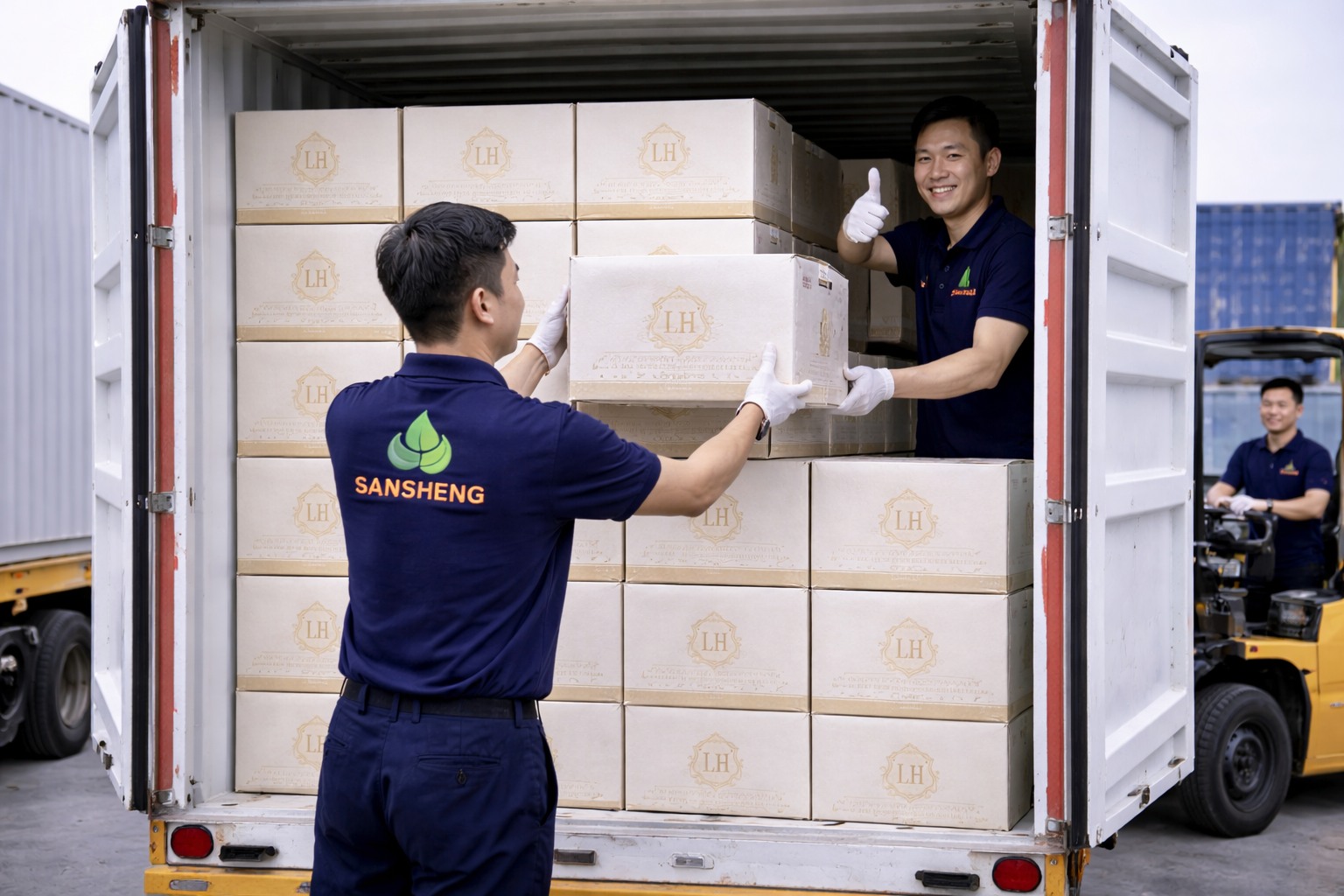 airlaid napkins supplier 40HQ container loaded with custom embossed hotel napkin cases