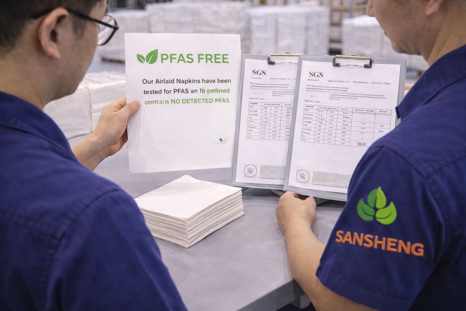 airlaid napkins supplier PFAS free statement and third party lab report samples