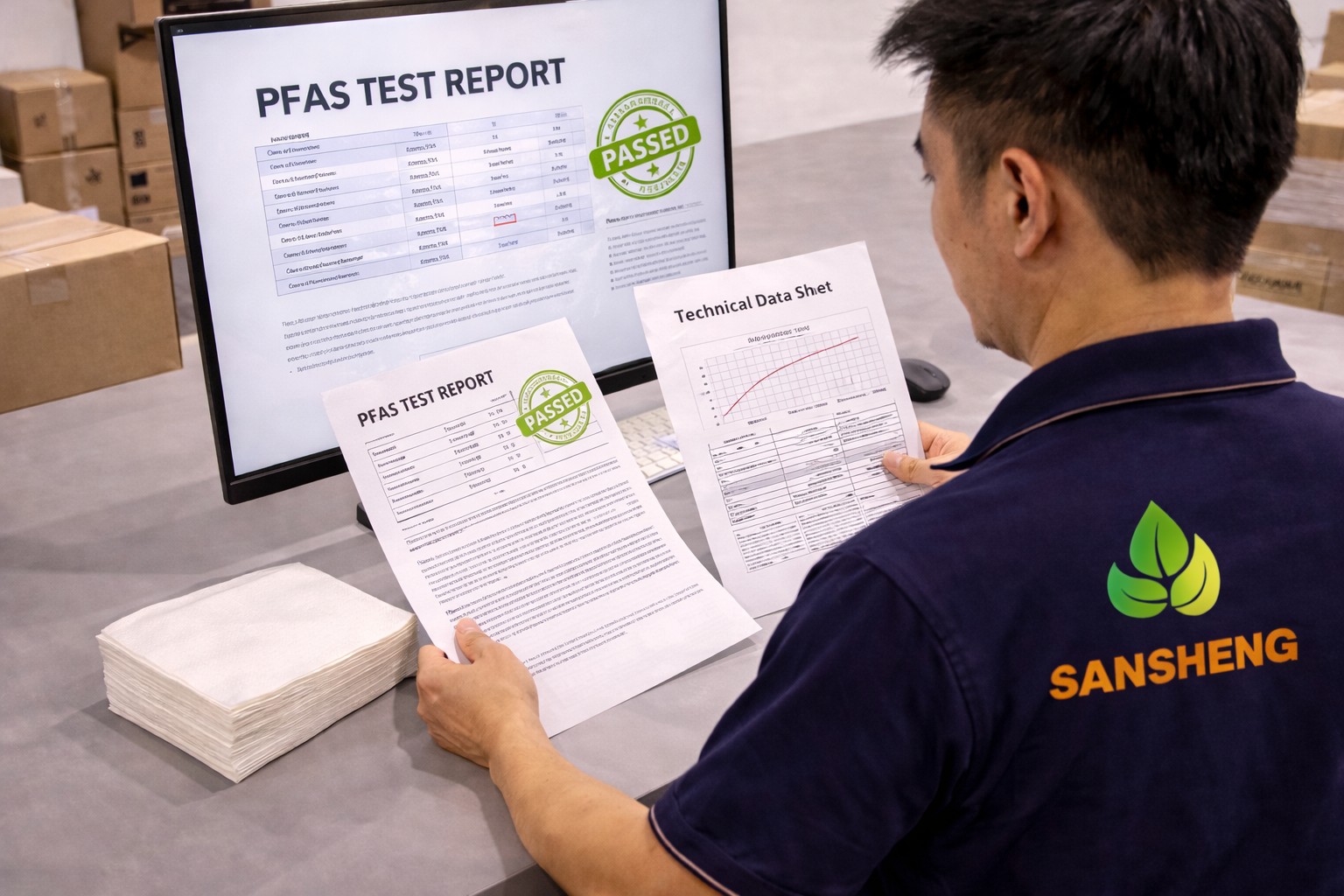 airlaid napkins supplier third party PFAS test report and technical data sheet