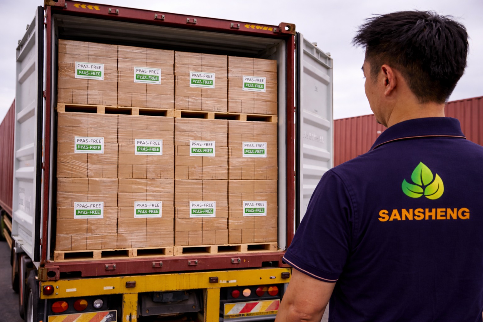 airlaid napkins supplier 40HQ container loaded with PFAS free certified lots for US market