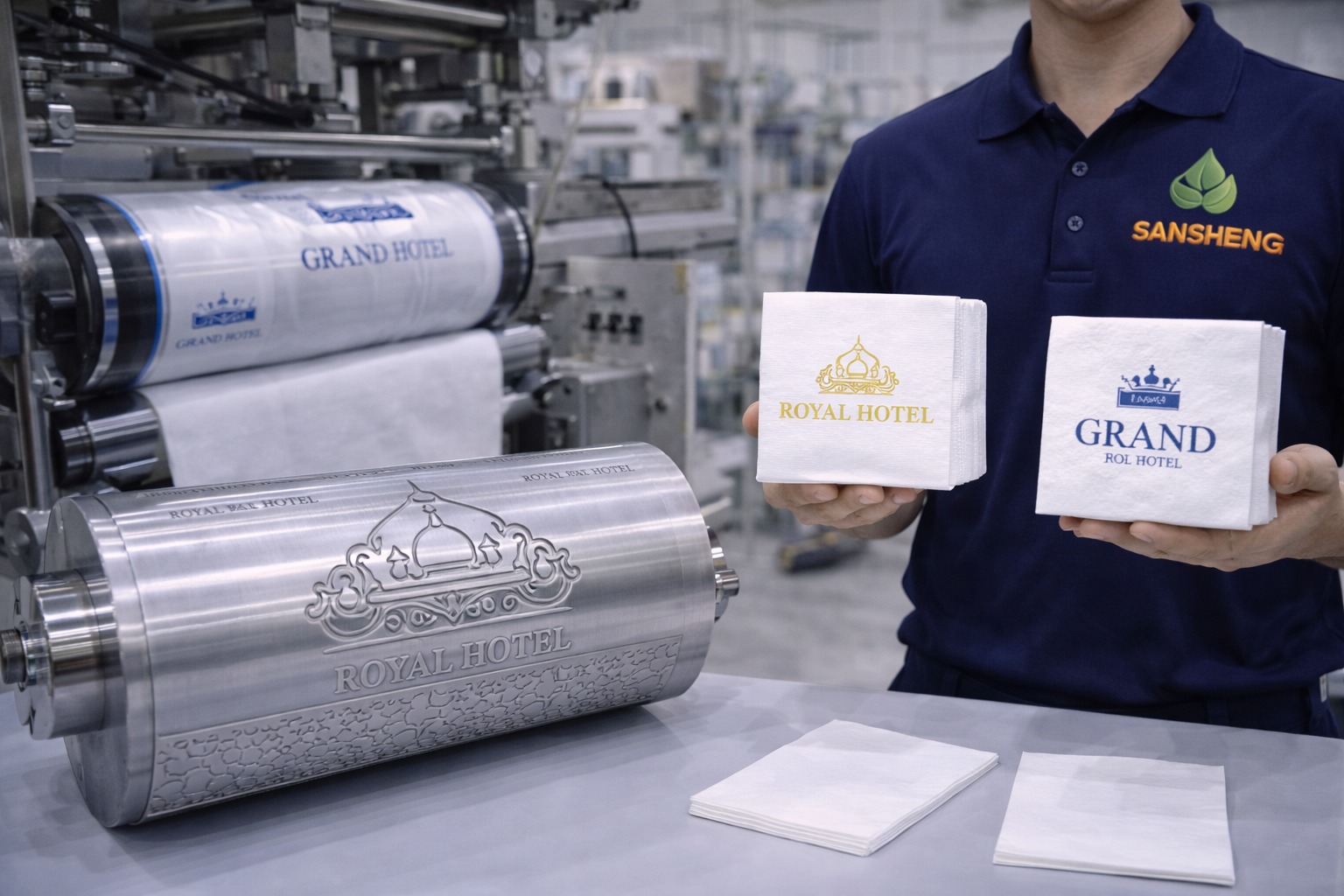 airlaid napkins wholesale custom emboss roller and flexo printing for hotel brands