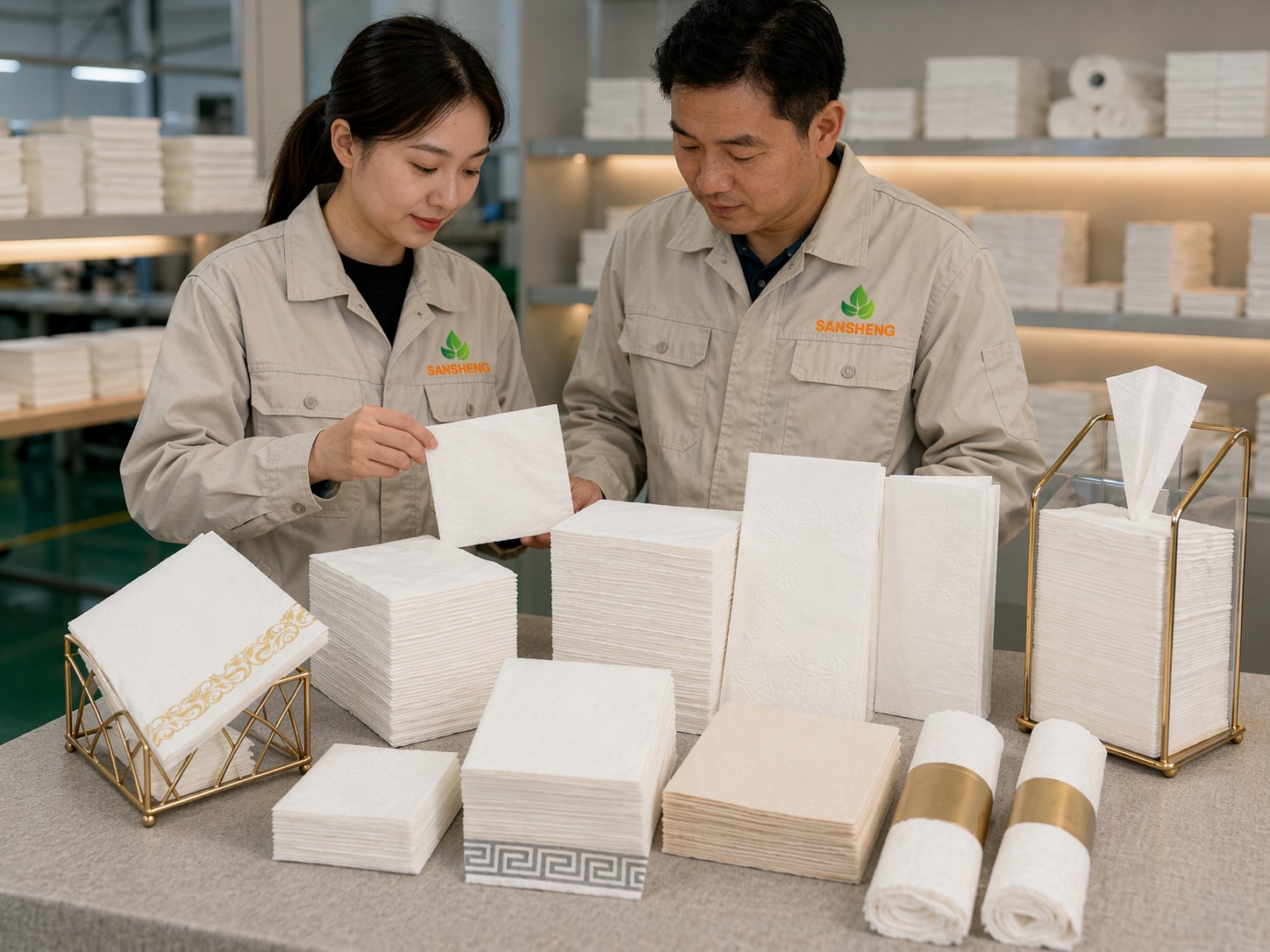 Consistent airlaid napkins batches showing stable fold GSM and sheet count