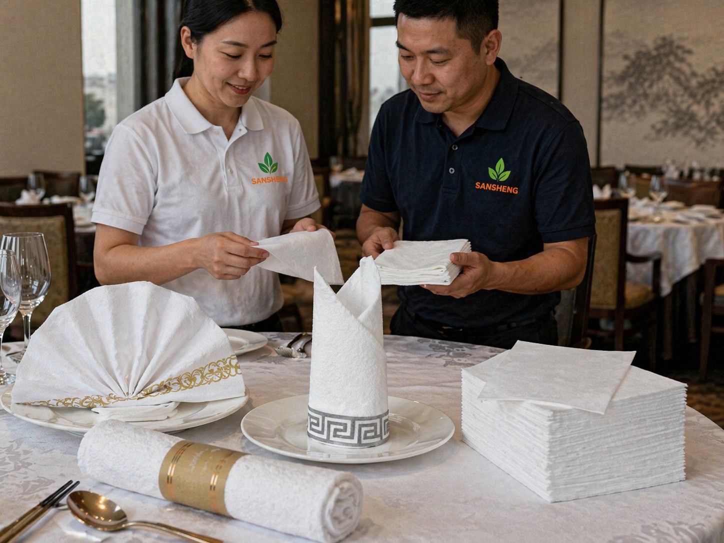 Finished airlaid napkins for restaurant hotel banquet and private label buyers