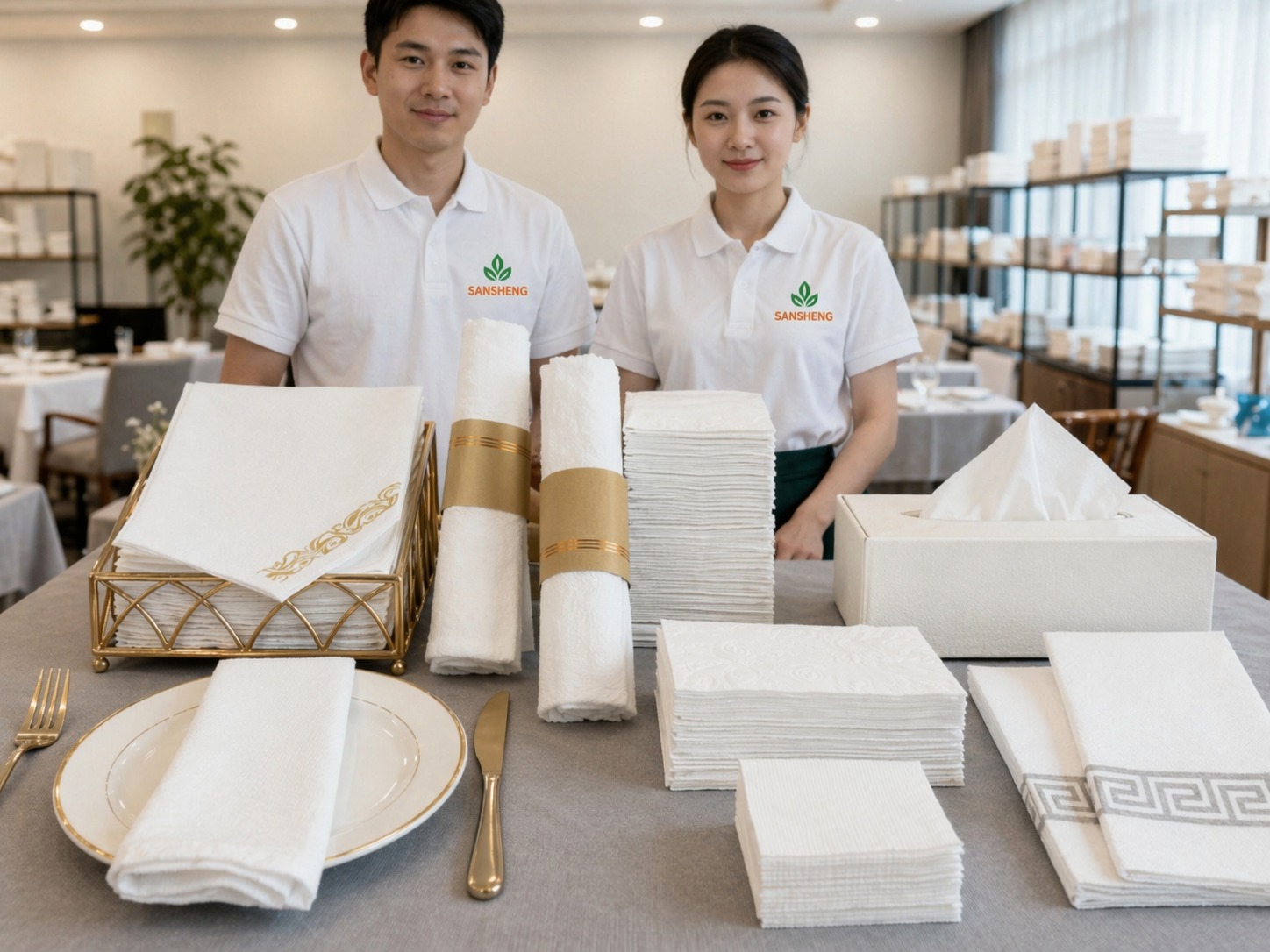 Finished airlaid napkins for restaurant hotel catering wholesale and private label buyers