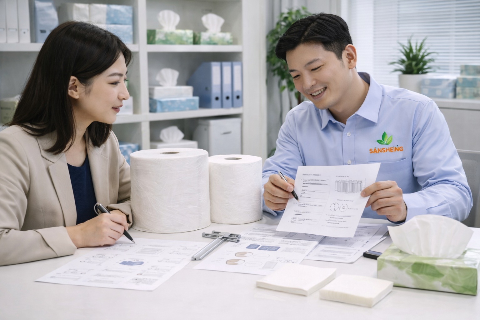 Buyer-facing communication for TAD paper application roll specification and project alignment