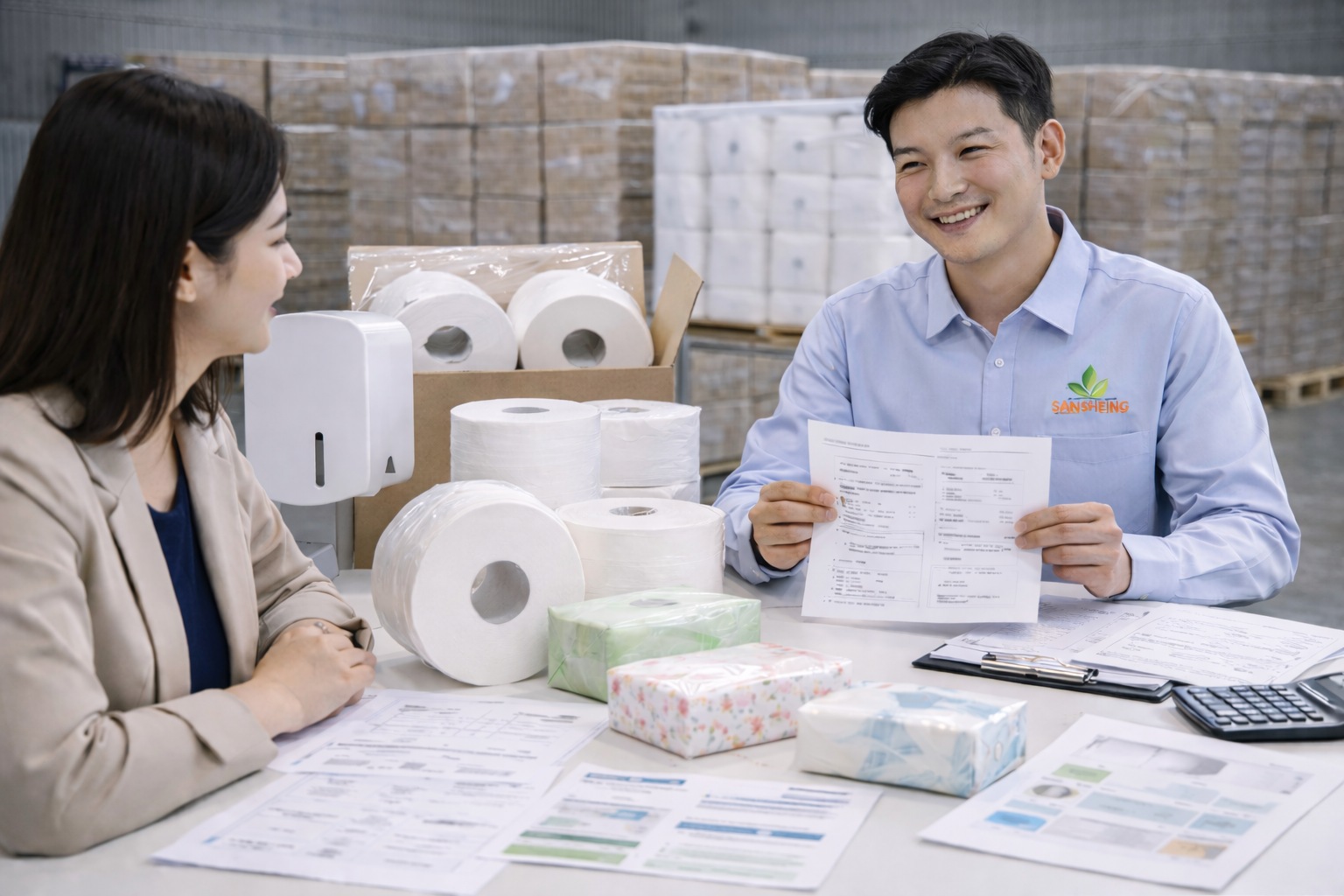 Jumbo roll tissue manufacturer for dispenser systems and bulk facility supply