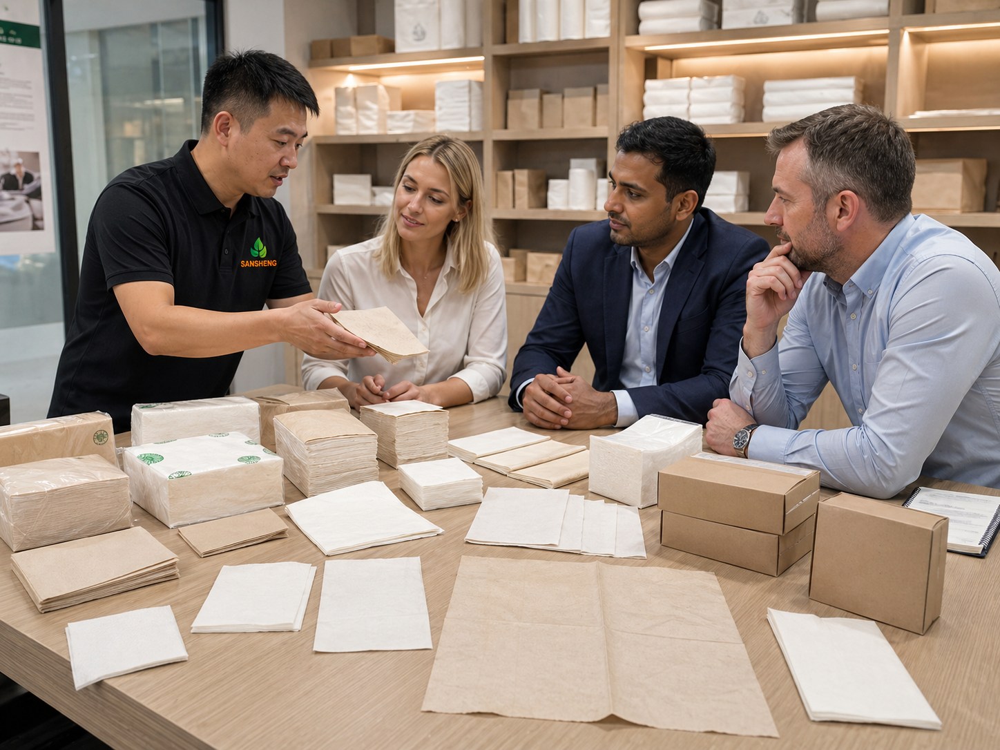 Paper napkin application scene for foodservice hospitality retail and catering