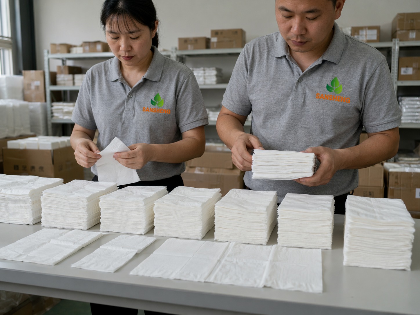 Paper napkin fold and sheet count comparison for batch consistency