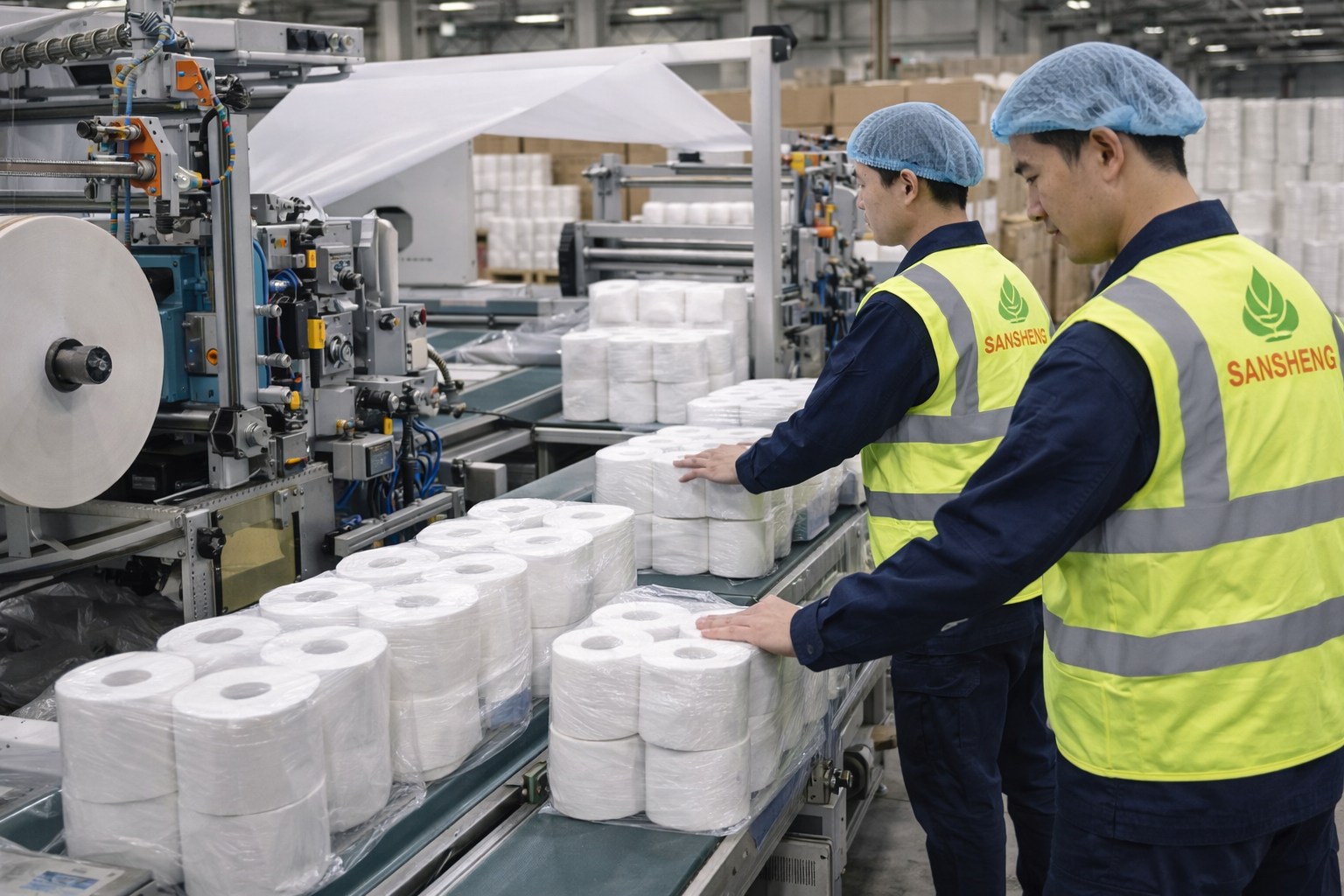 Paper towel supplier Sansheng production line manufacturing bulk kitchen rolls for export