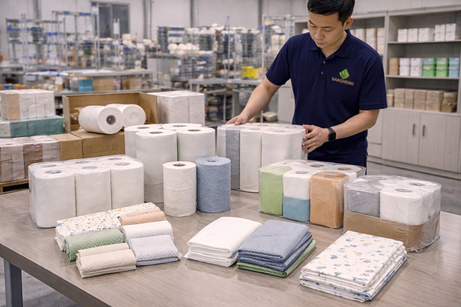 Sansheng OEM and private label kitchen towel support with packaging and export carton review