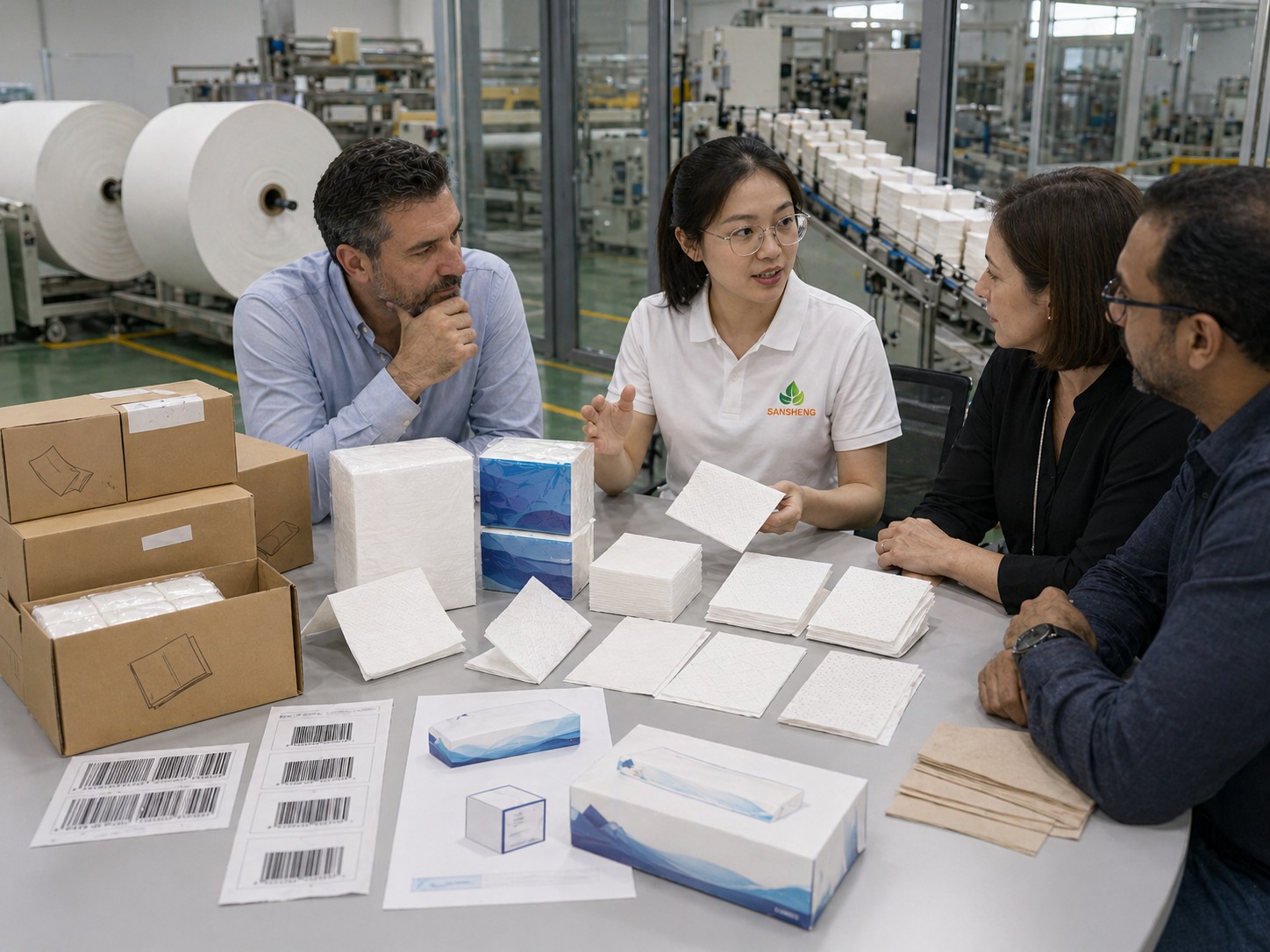 Tissue paper manufacturer OEM and private label support discussion scene