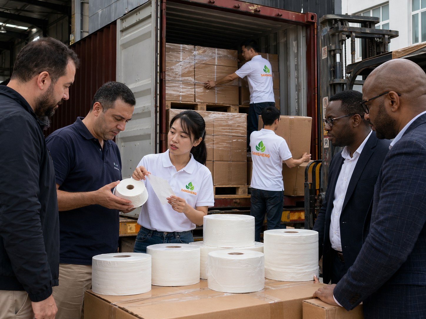 Toilet paper production and quality control inspection in factory