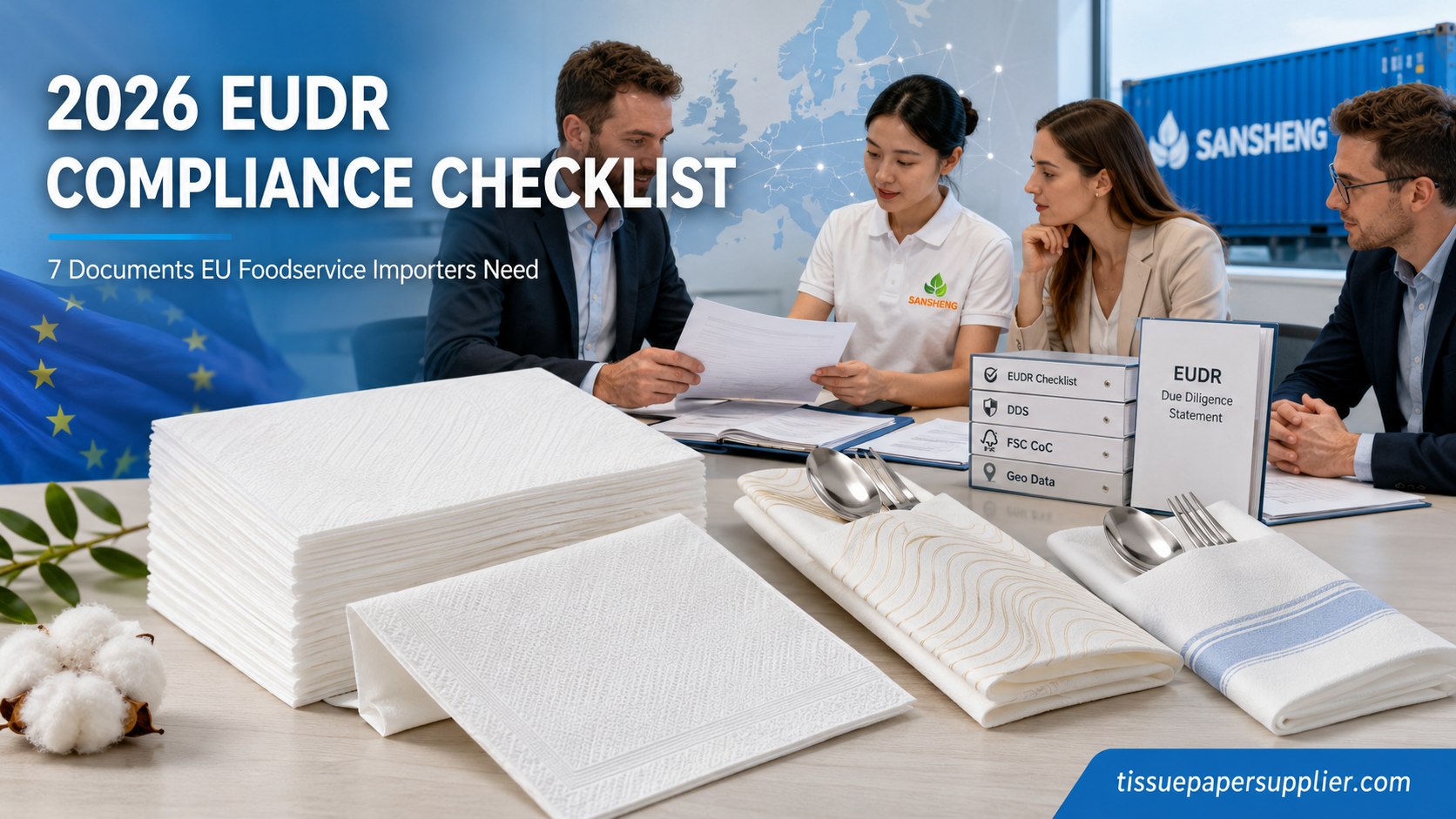 Airlaid napkins manufacturer 2026 EUDR compliance checklist with FSC geolocation and Due Diligence Statement