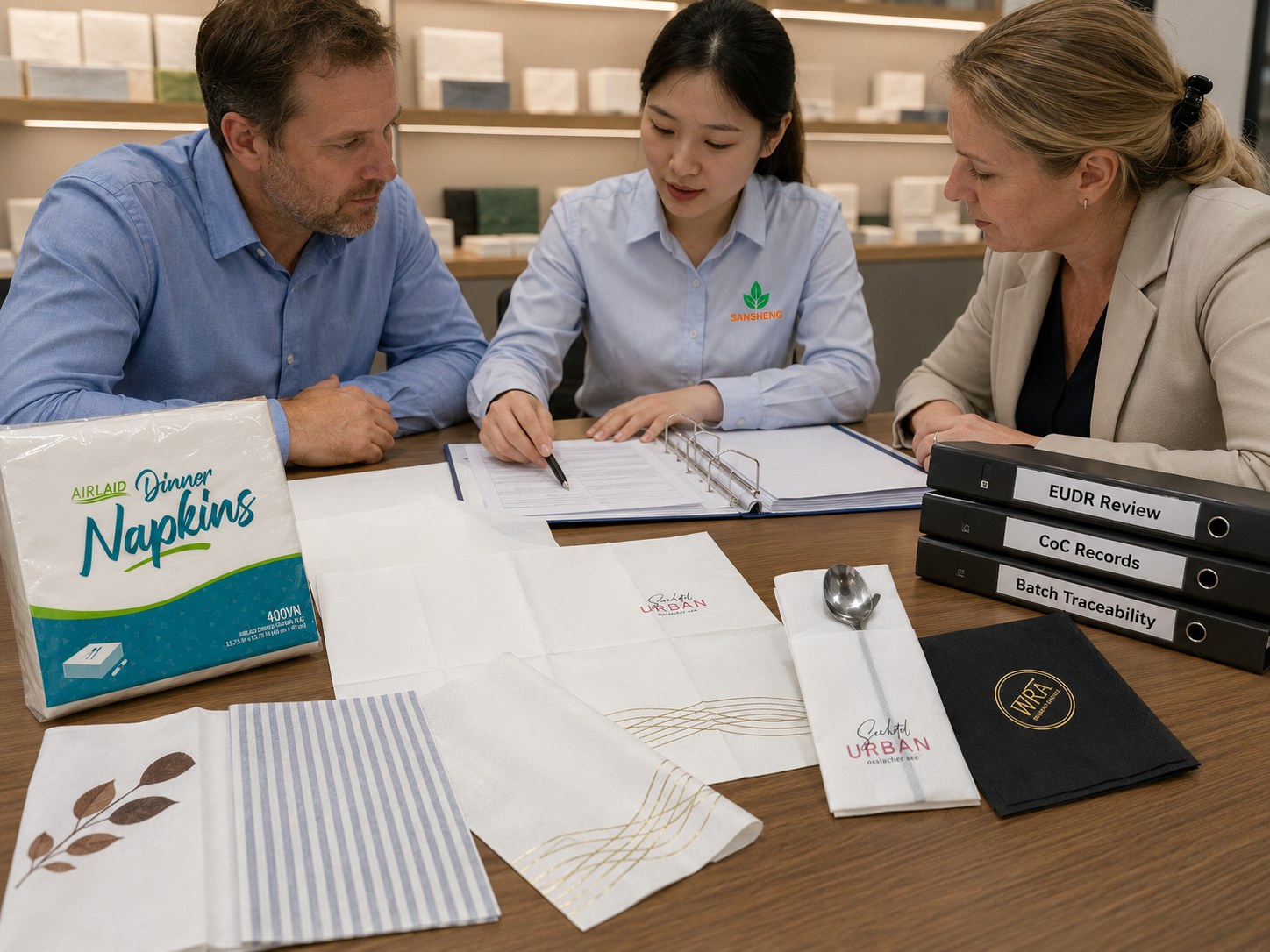 Airlaid napkins manufacturer EUDR compliance documentation review with FSC chain of custody records