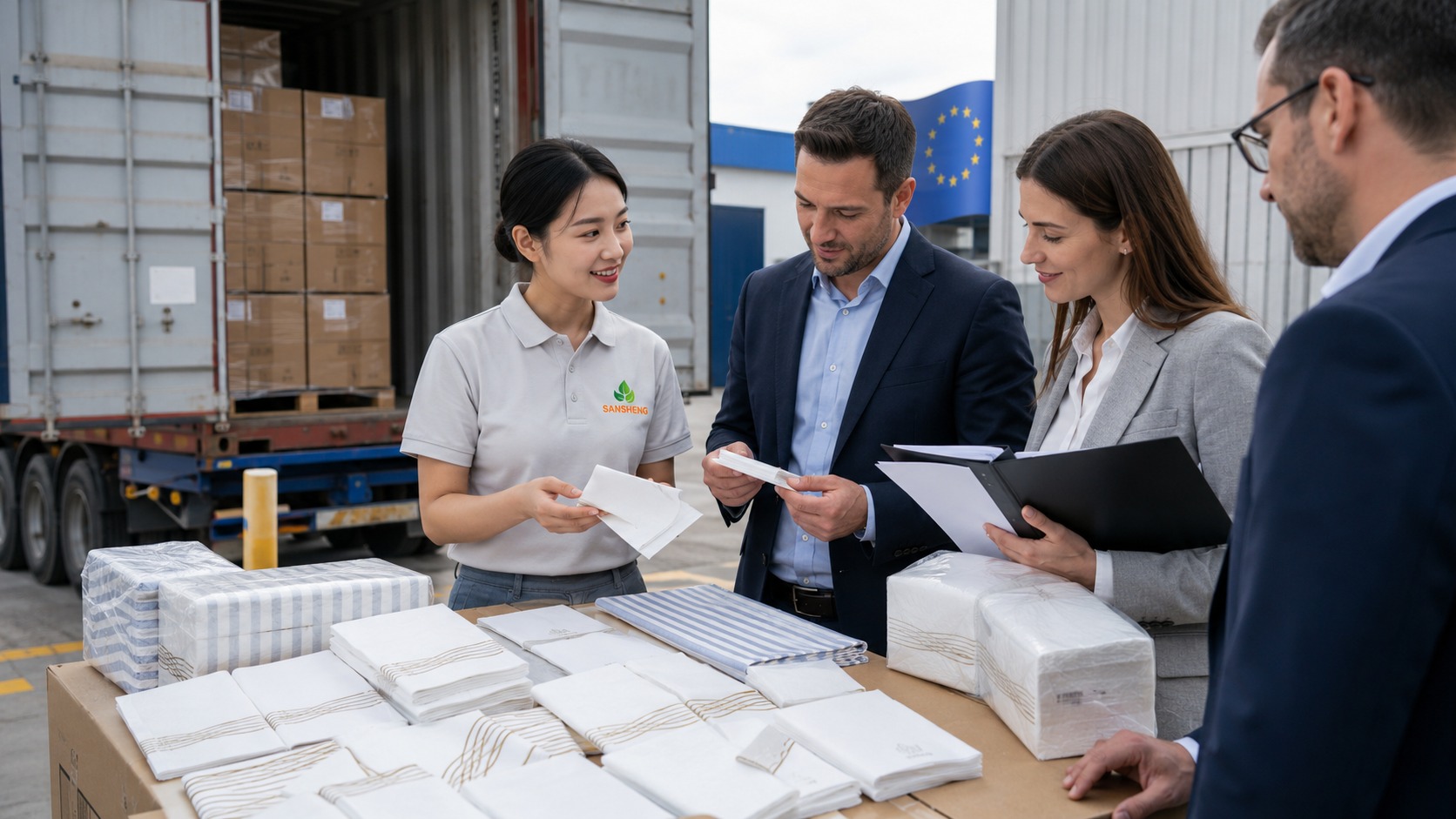 Airlaid napkins manufacturer EUDR compliant container clearing EU customs with full documentation package