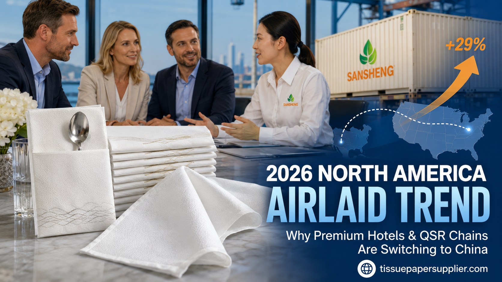Airlaid napkins manufacturer 2026 North America trend China supplier landed cost quality parity growth