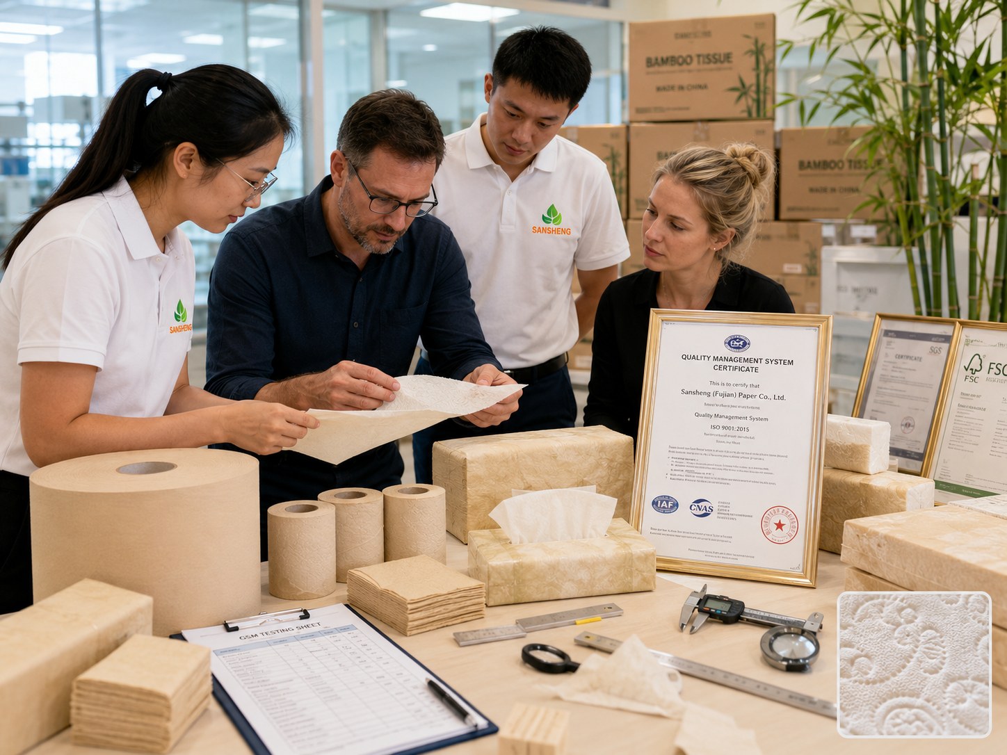 Bamboo tissue paper manufacturer quality control for wholesale and OEM orders