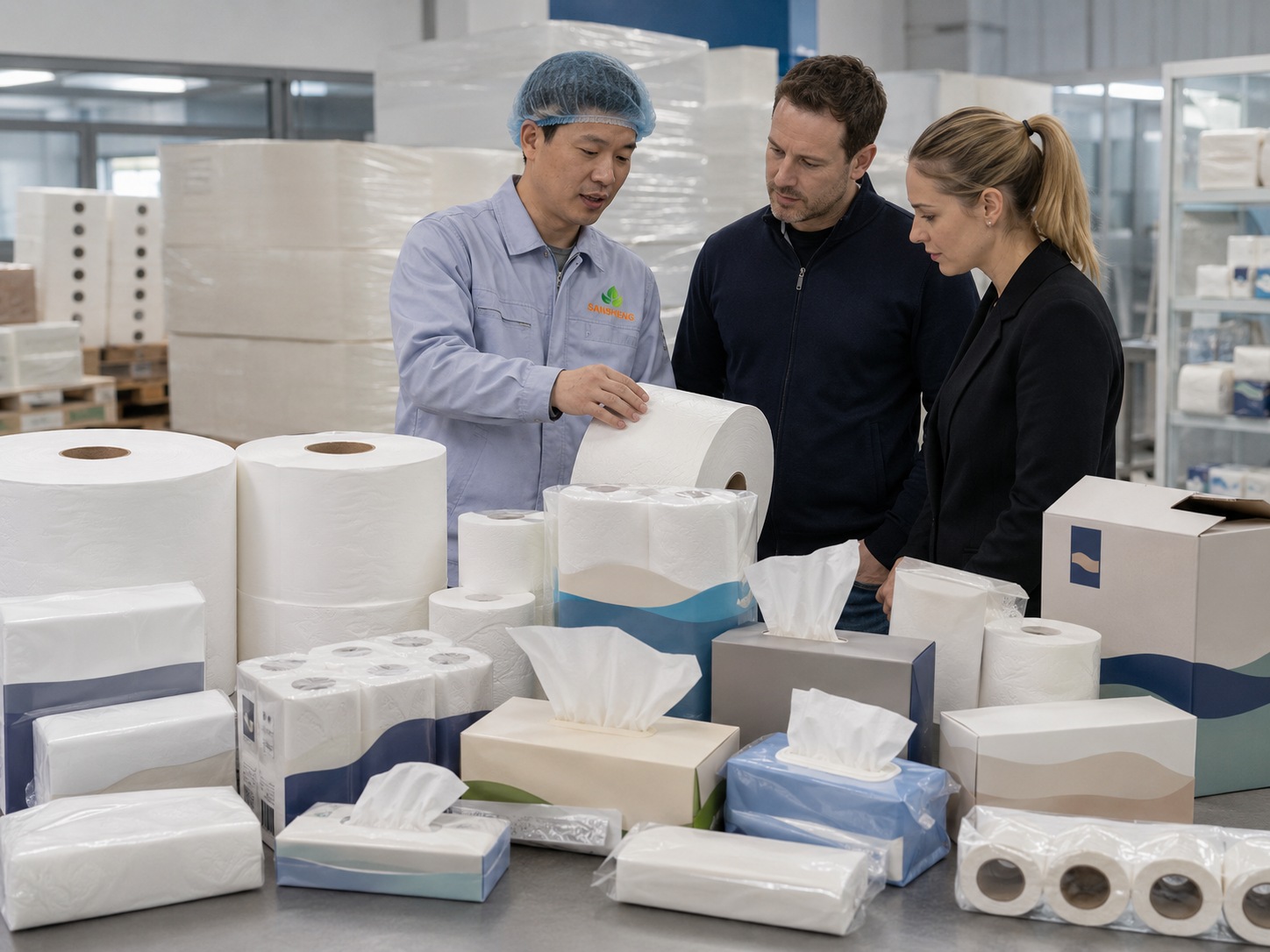Brand and OEM tissue paper supplier product range including tissue jumbo rolls toilet paper facial tissue towels and napkins