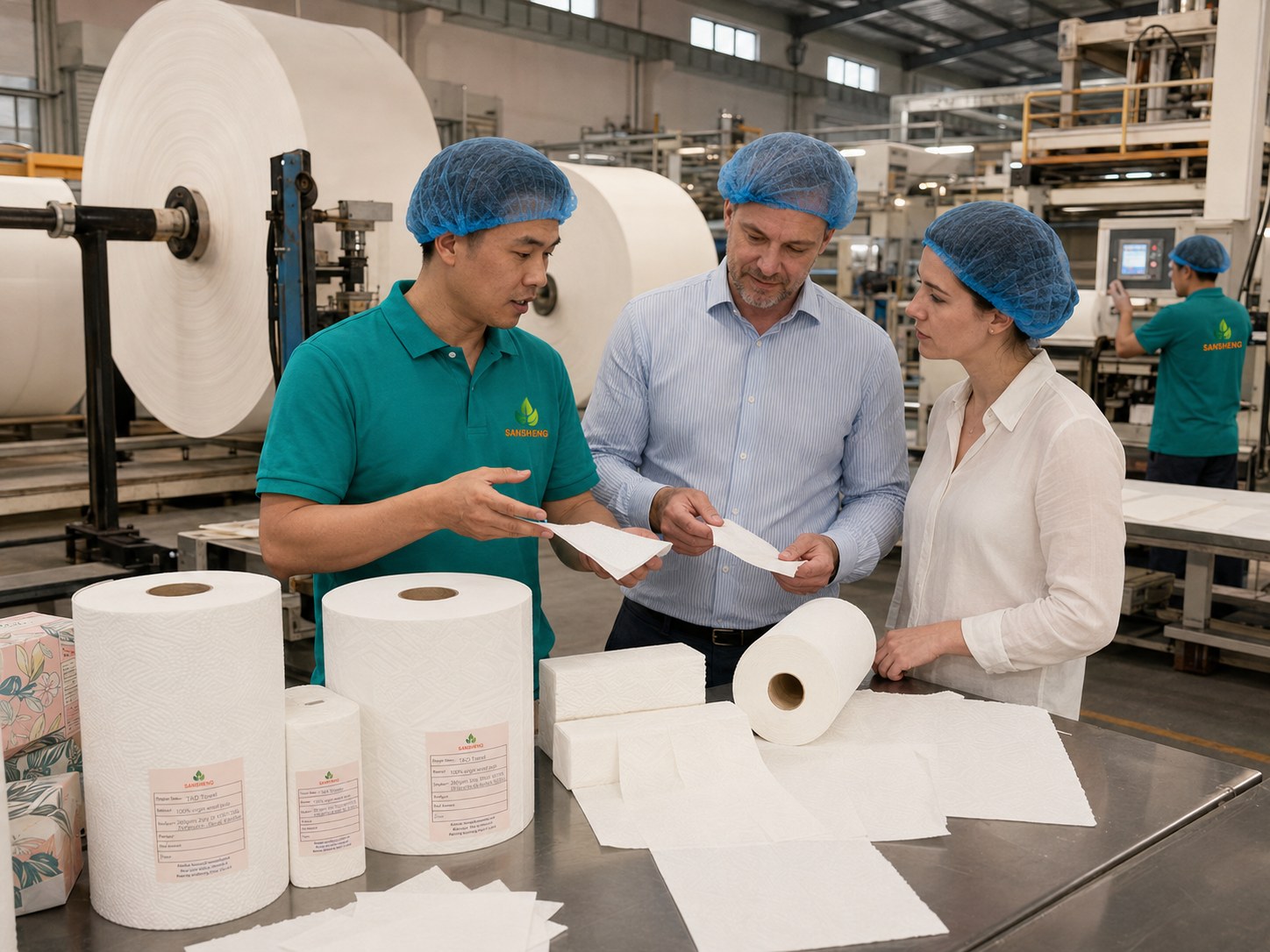 China tissue paper company production flow for tissue jumbo rolls and OEM tissue products