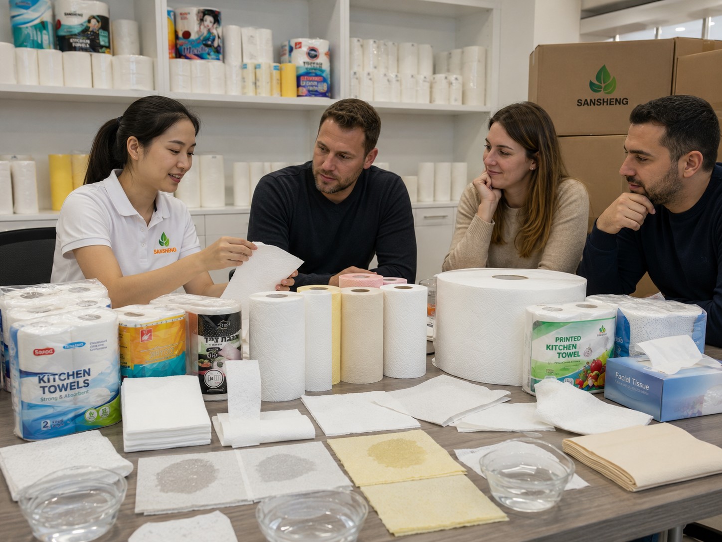 kitchen towel supplier helping buyers choose roll format material absorbency and packing program