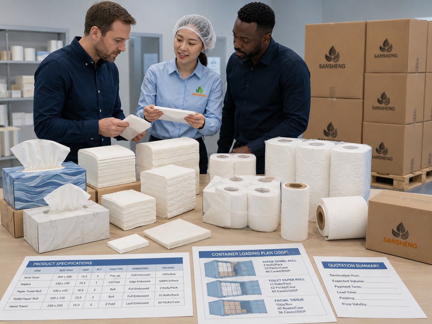 Commercial tissue paper manufacturer fast quote inputs with samples specifications packing and container planning