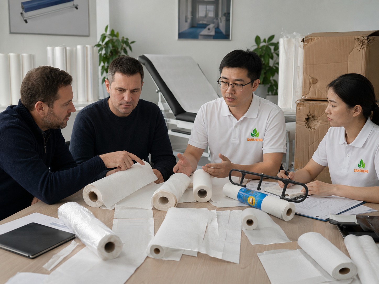 Examination paper rolls quality problems including weak perforation loose winding and packing damage