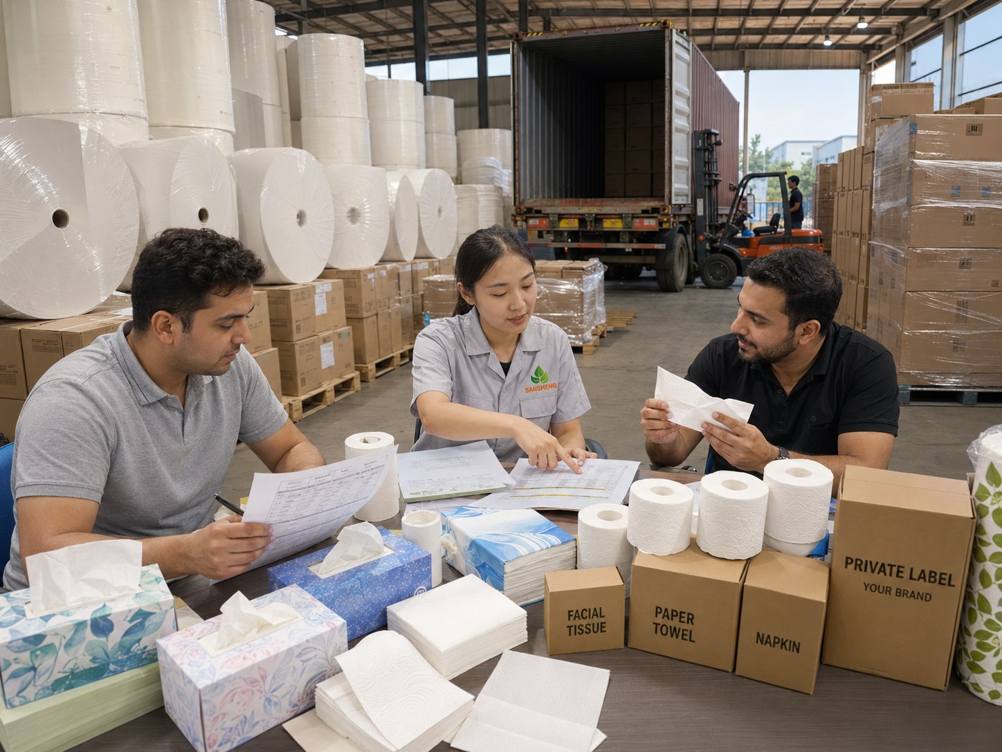 contact tissue paper supplier for bulk tissue orders carton planning container loading MOQ FOB price and repeat export supply