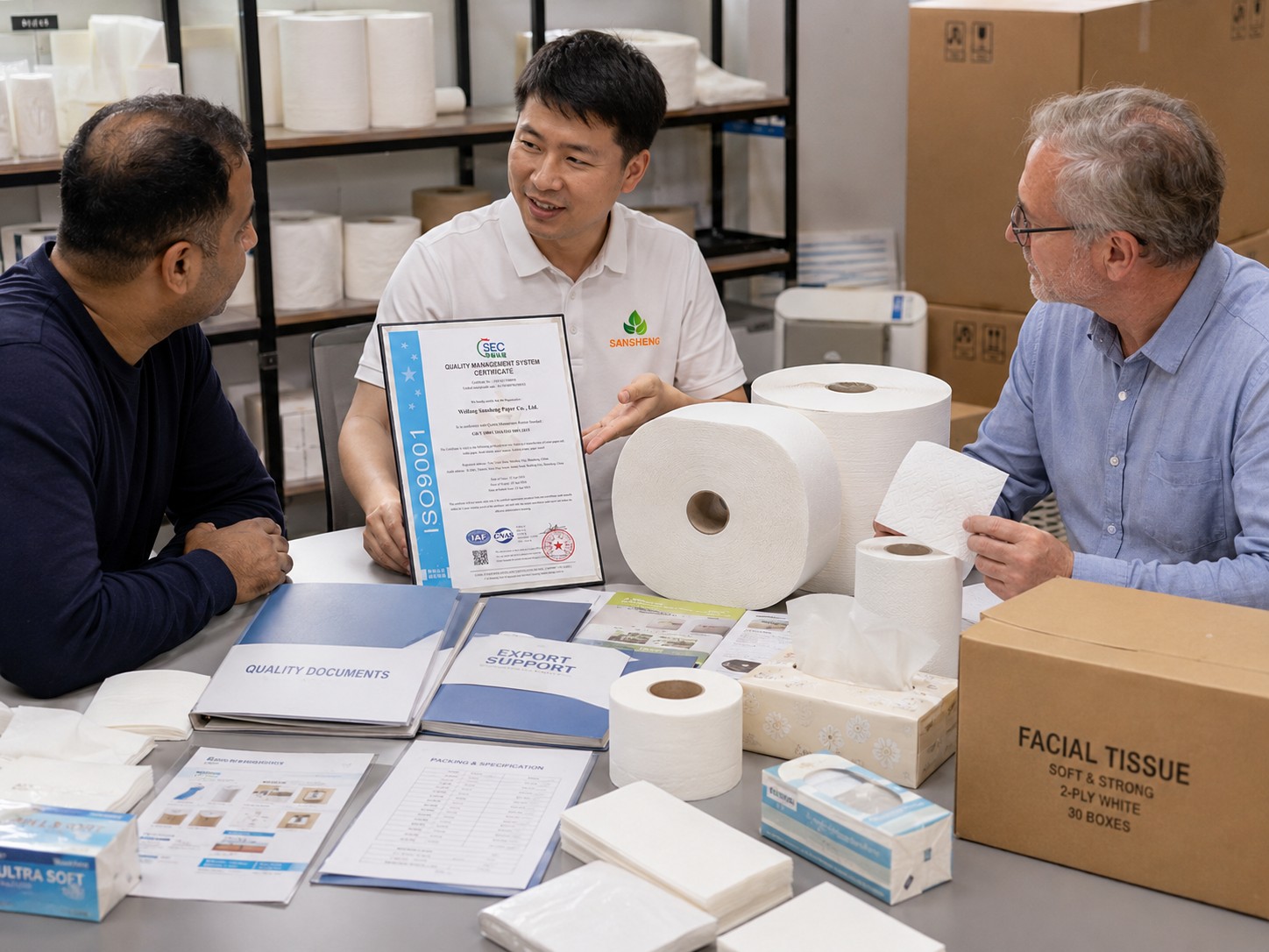 contact tissue paper supplier certificates factory trust signals quality system factory verification and export support