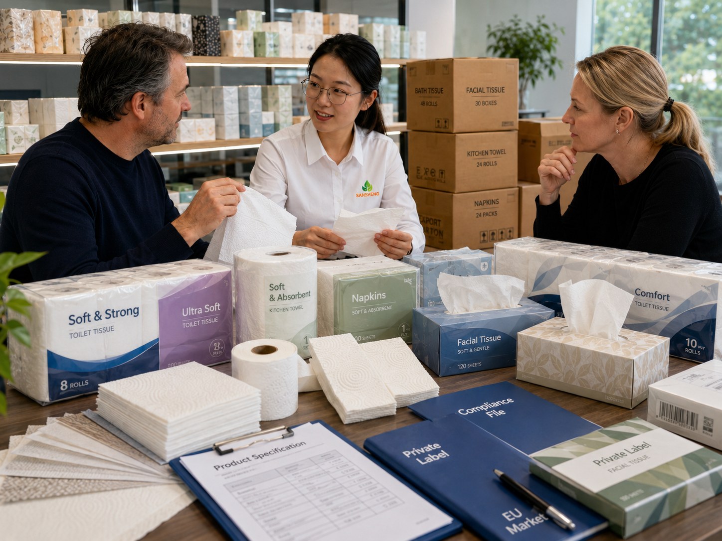 Europe tissue supply by market for retail packaging private label buyers MOQ FOB price loading quantity and lead time