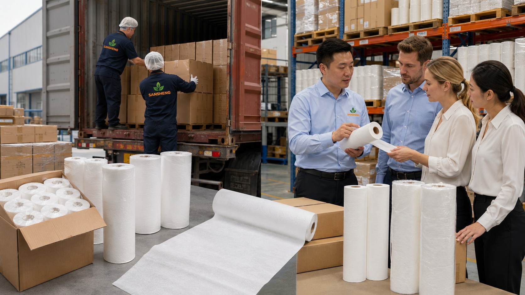 Exam table paper roll supplier container loading versus medical distributor warehouse