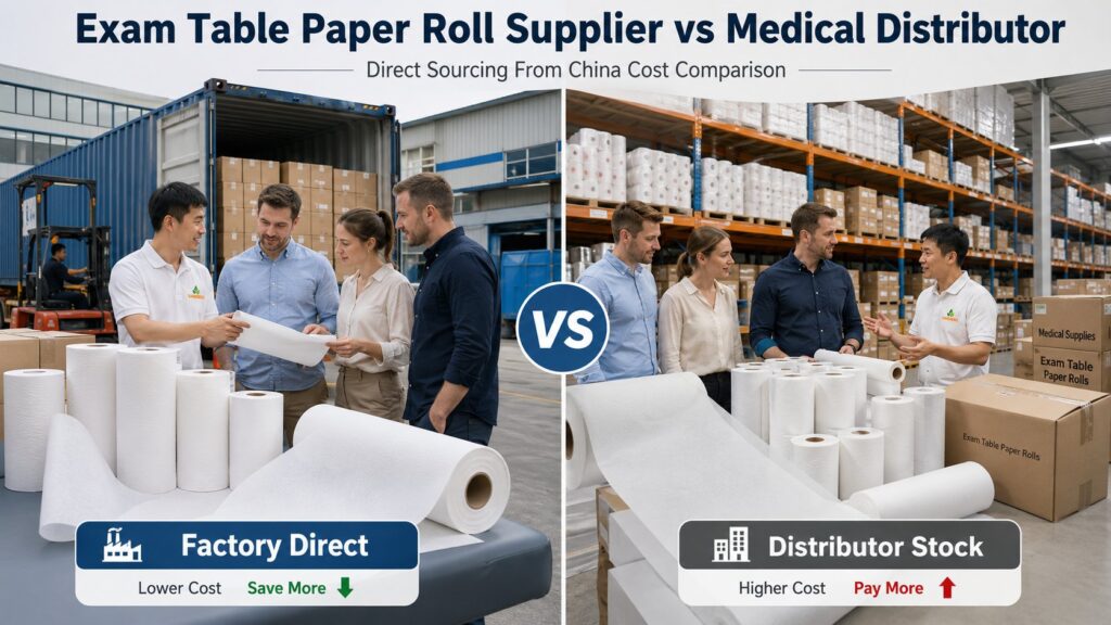 Exam table paper roll supplier direct sourcing from China versus medical distributor cost comparison