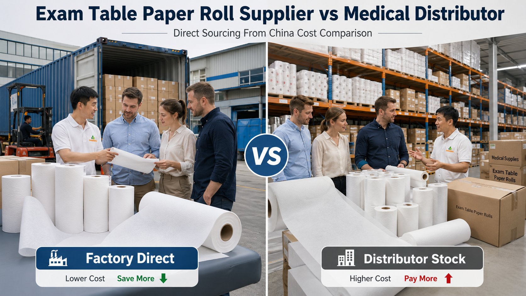 Exam table paper roll supplier direct sourcing from China versus medical distributor cost comparison