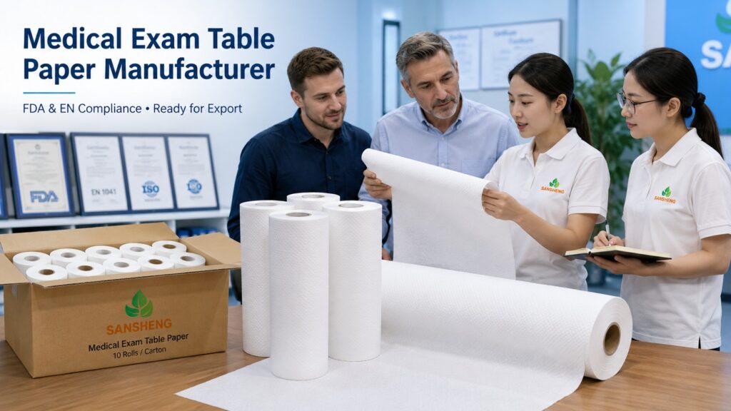 Medical exam table paper manufacturer FDA and EN compliance certification rolls ready for export