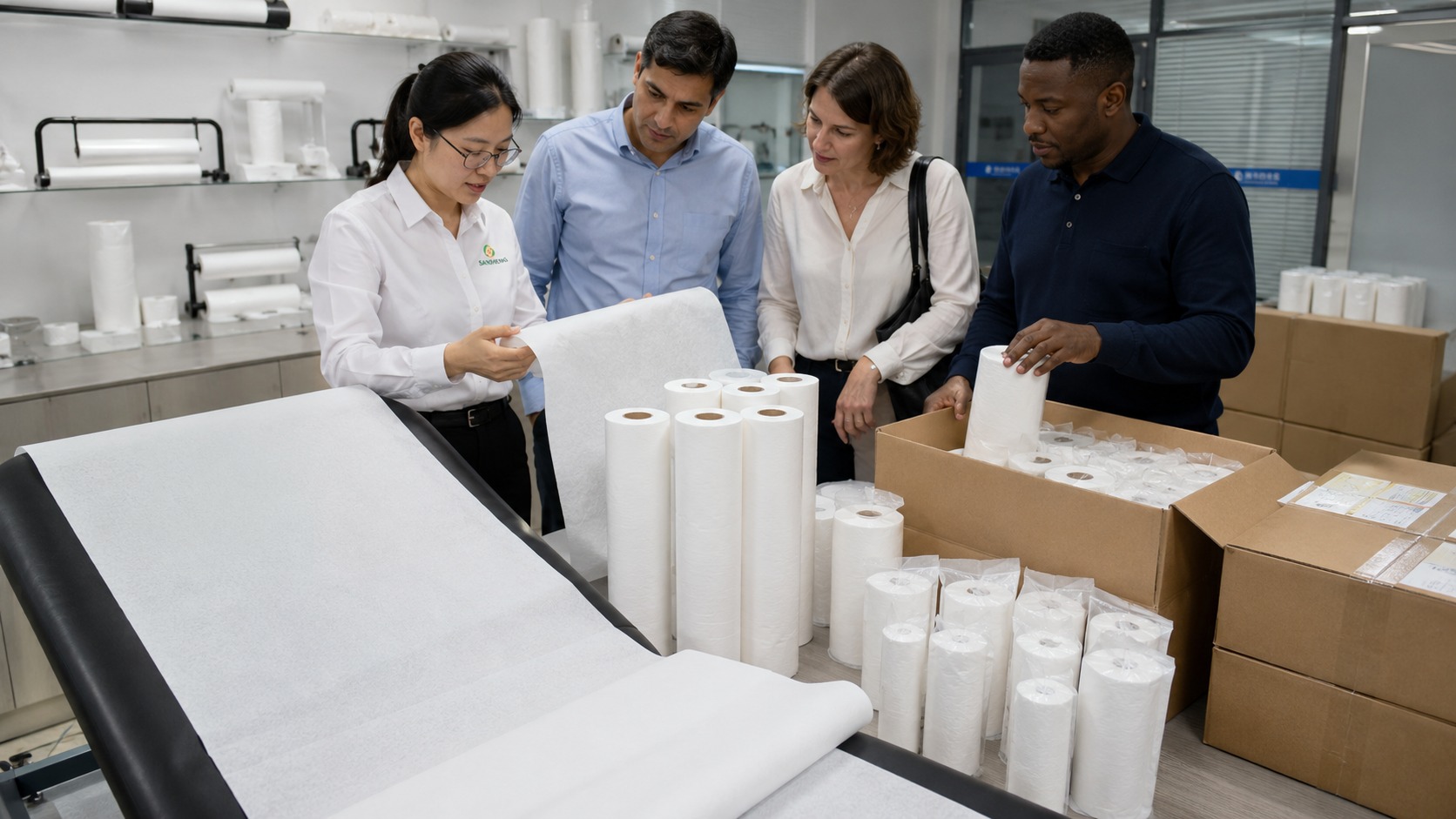 Medical exam table paper manufacturer compliant private label samples ready for shipment
