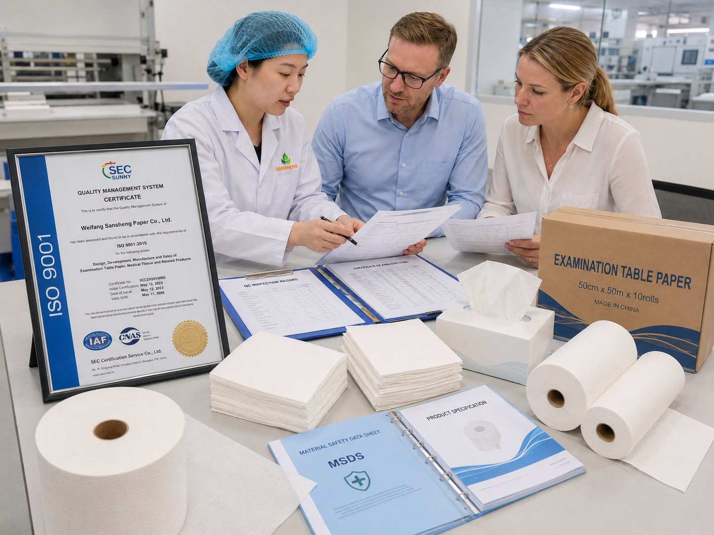 Medical tissue paper manufacturer certificates QC records and documentation for healthcare procurement