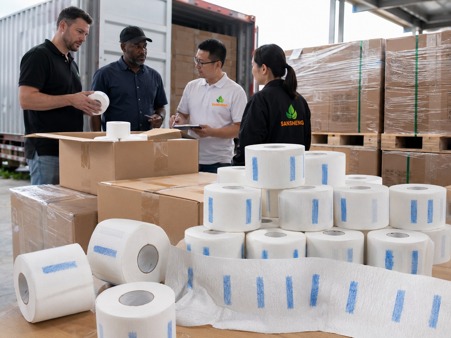 Neck ruffles paper packaging and container loading
