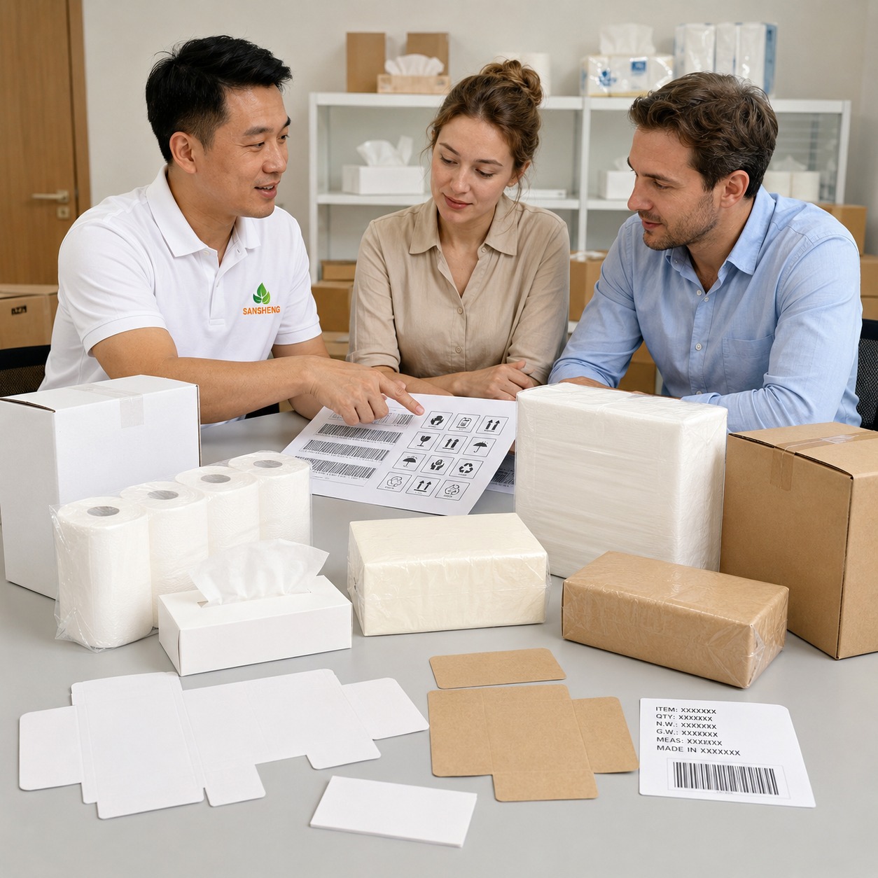 OEM private label tissue product solutions with packaging support barcode setup carton marks and export-ready supply