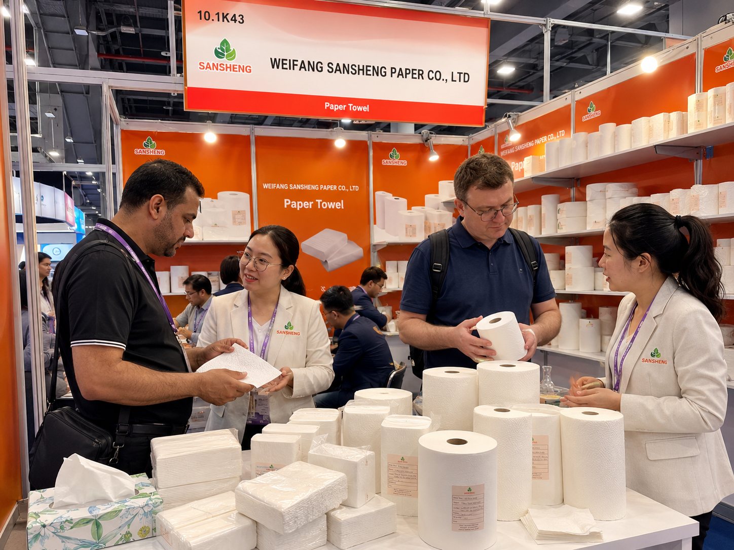 Paper towel supplier 40HQ container loading plan at Canton Fair Booth 10.1K43